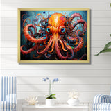 Octopus Expressionist Abyss - Octopus Framed Canvas Art