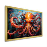 Octopus Expressionist Abyss - Octopus Framed Canvas Art