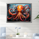 Octopus Expressionist Abyss - Octopus Framed Canvas Art