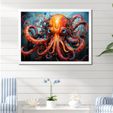 Octopus Expressionist Abyss - Octopus Framed Canvas Art