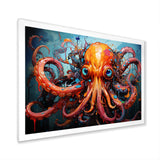 Octopus Expressionist Abyss - Octopus Framed Canvas Art