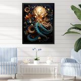 Octopus Golden Underwater - Octopus Home Decor Art