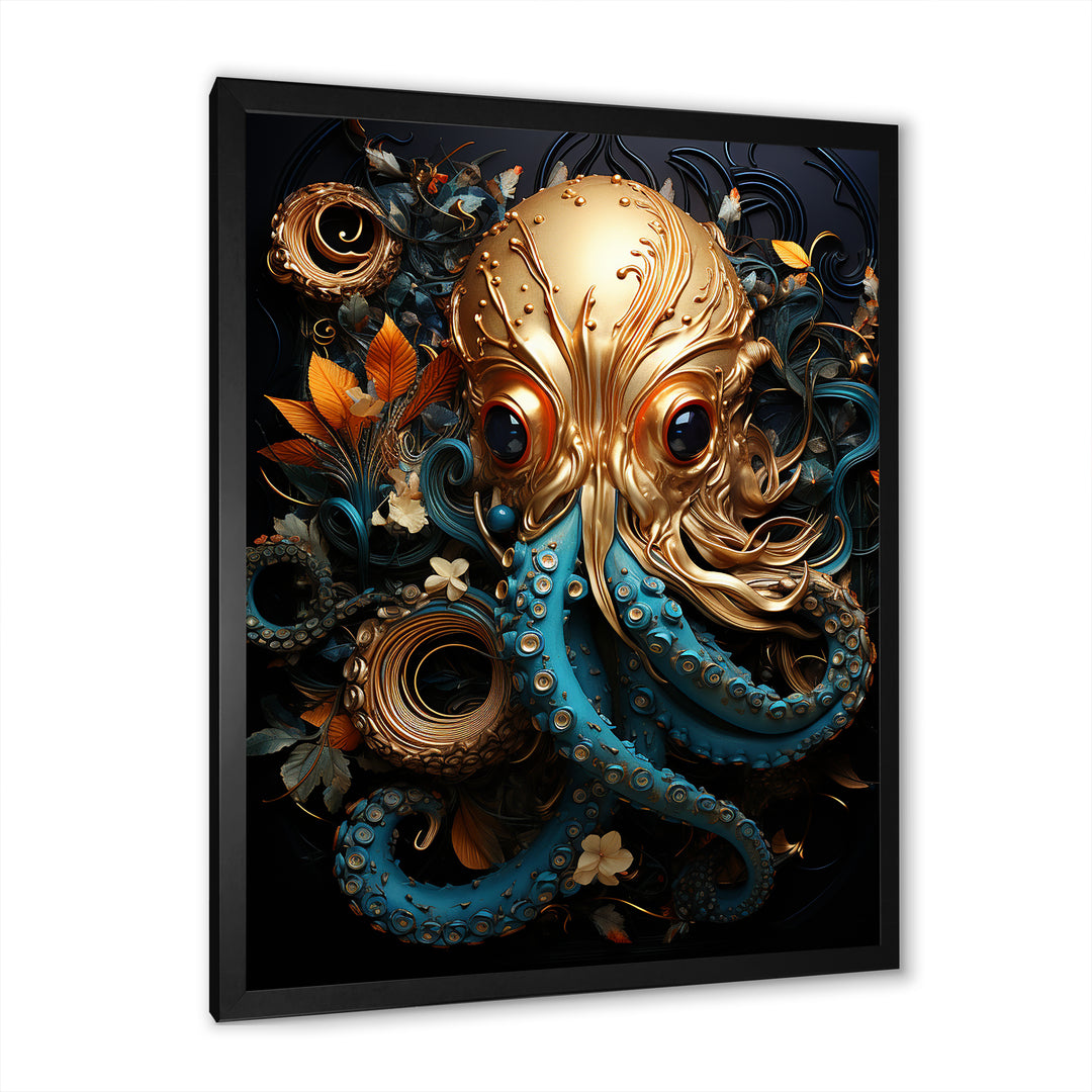 Octopus Golden Underwater - Octopus Home Decor Art