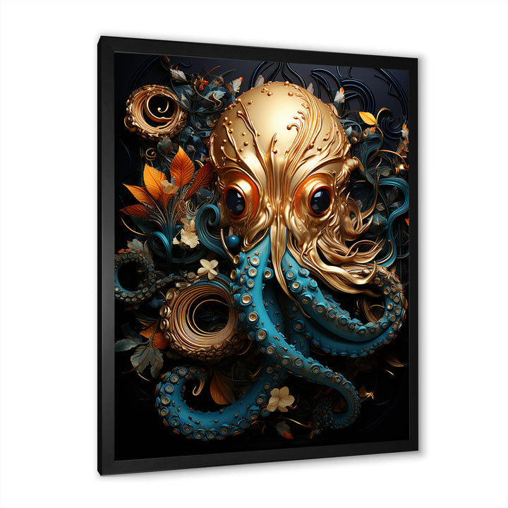 Octopus Golden Underwater - Octopus Home Decor Art