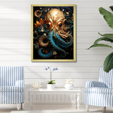 Octopus Golden Underwater - Octopus Home Decor Art