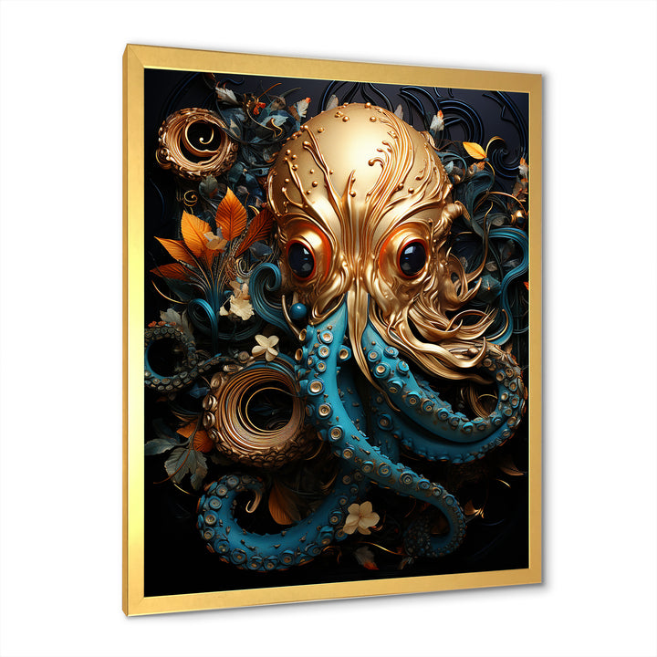 Octopus Golden Underwater - Octopus Home Decor Art