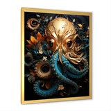 Octopus Golden Underwater - Octopus Home Decor Art