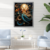 Octopus Golden Underwater - Octopus Home Decor Art