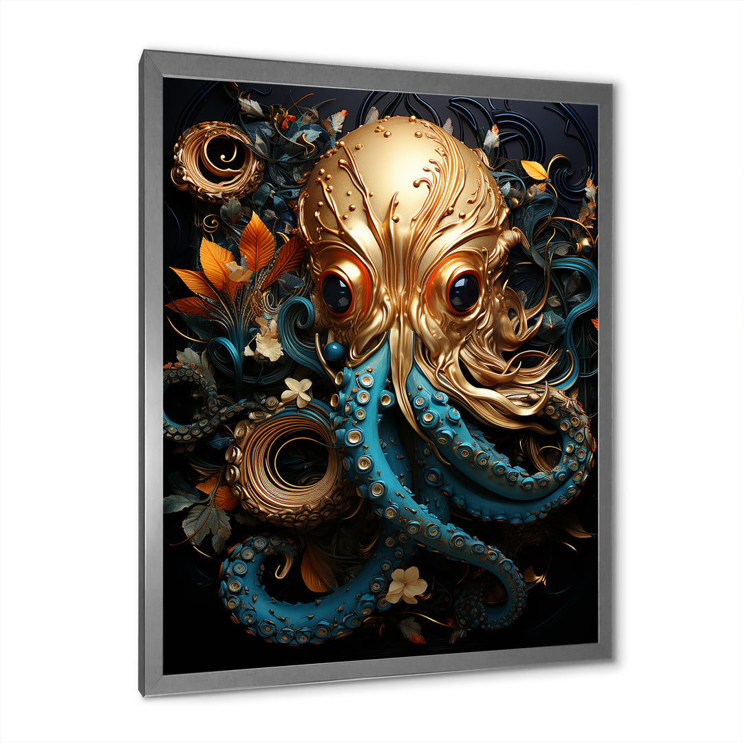 Octopus Golden Underwater - Octopus Home Decor Art