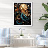 Octopus Golden Underwater - Octopus Home Decor Art