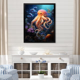 Popart Octopus Impression - Octopus Living Room Wall Art