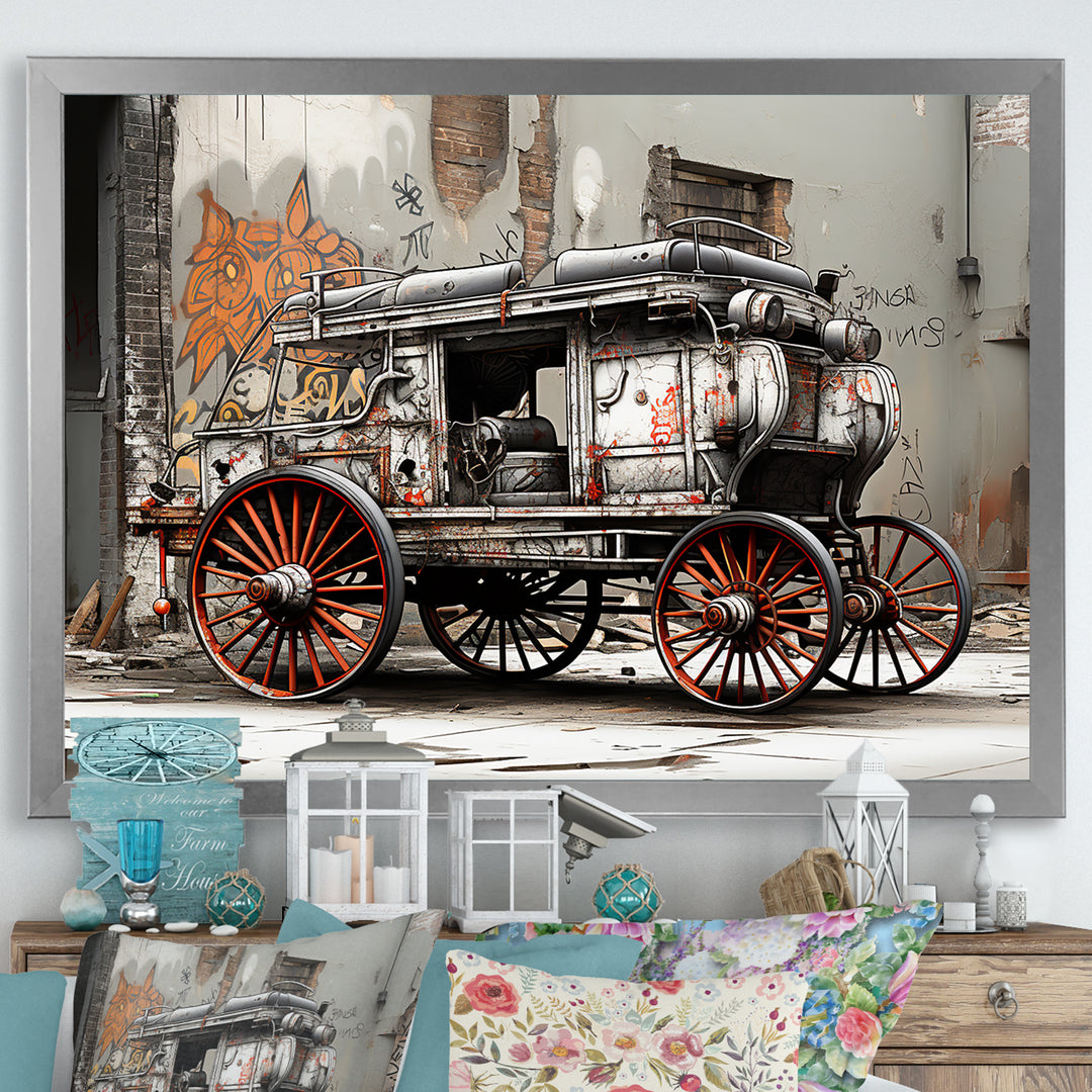 Street Art Vintage Carriage Cart - Old American Cart Canvas Wall Art