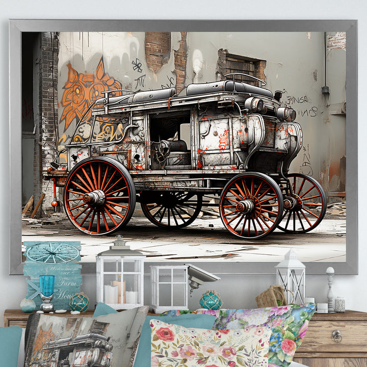 Street Art Vintage Carriage Cart - Old American Cart Canvas Wall Art