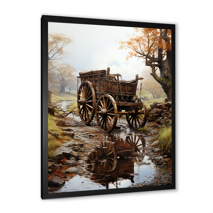 Watercolor Old Carriage Cart Memory - Old American Cart Canvas Wall Art