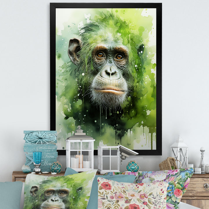 Verdant Greens Depict Orangutans= - Green Orangutan Wall Art