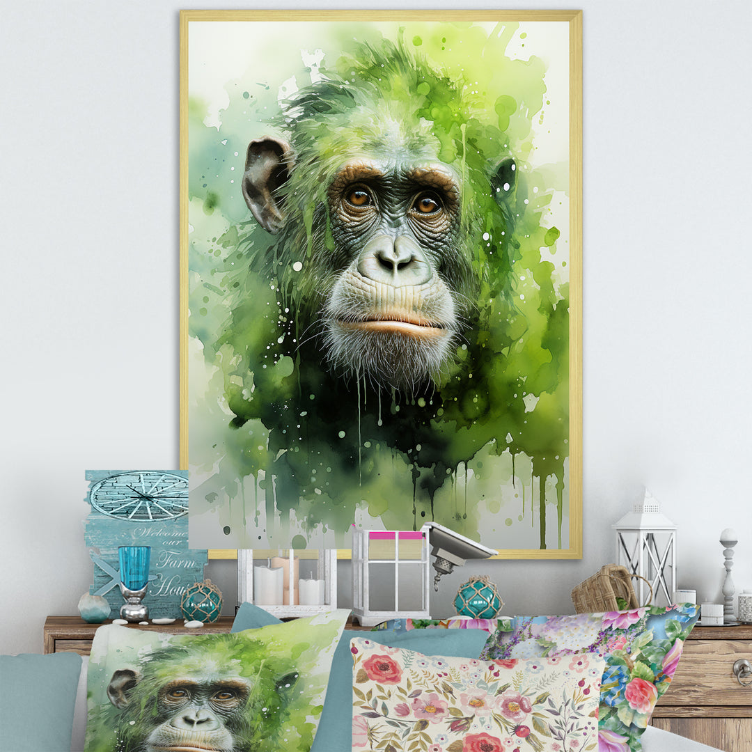 Verdant Greens Depict Orangutans= - Green Orangutan Wall Art
