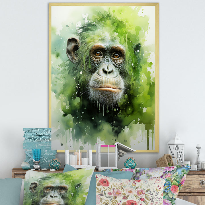 Verdant Greens Depict Orangutans= - Green Orangutan Wall Art