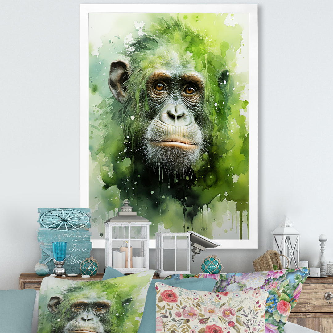 Verdant Greens Depict Orangutans= - Green Orangutan Wall Art