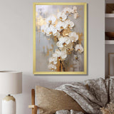 Minimalism Beige And Gold Orchids IV - Floral Canvas Wall Art