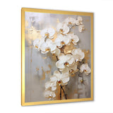 Minimalism Beige And Gold Orchids IV - Floral Canvas Wall Art