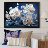 White And Blue Orchids Petals Of Serenity - Floral Canvas Wall Art