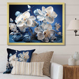 White And Blue Orchids Petals Of Serenity - Floral Canvas Wall Art