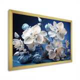 White And Blue Orchids Petals Of Serenity - Floral Canvas Wall Art