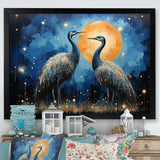 Moonlight Celestial Wanderers Ostriches - Ostriches Living Room Wall Art