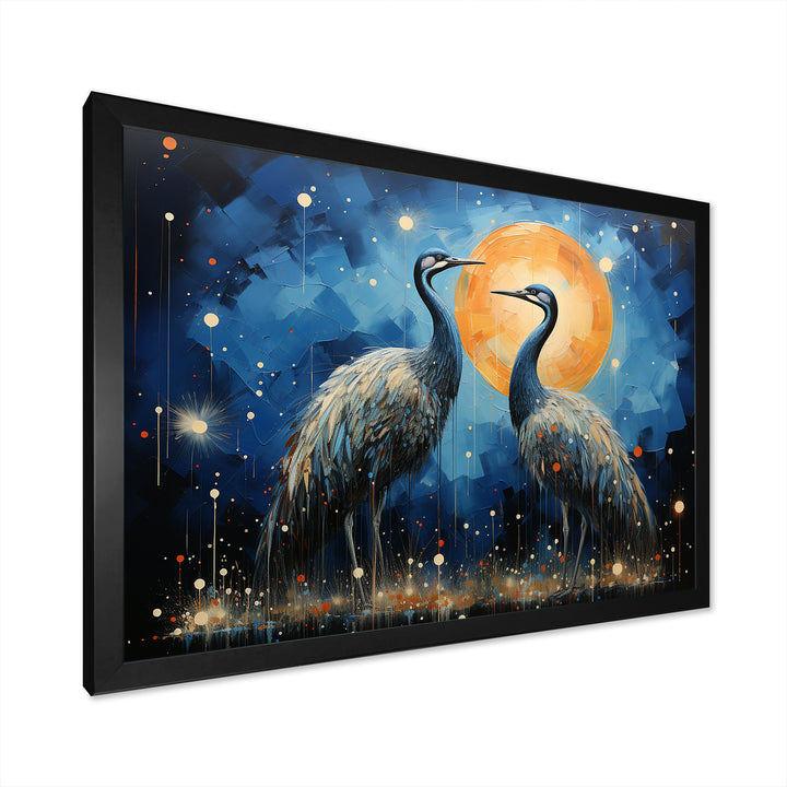 Moonlight Celestial Wanderers Ostriches - Ostriches Living Room Wall Art