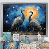 Moonlight Celestial Wanderers Ostriches - Ostriches Living Room Wall Art