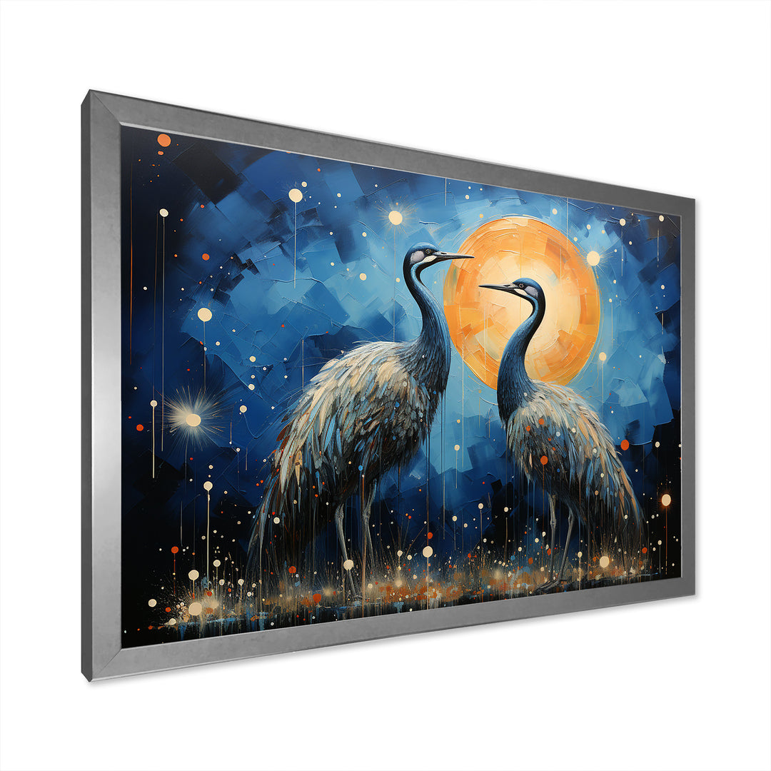 Moonlight Celestial Wanderers Ostriches - Ostriches Living Room Wall Art