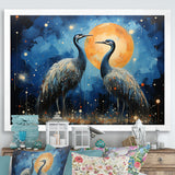 Moonlight Celestial Wanderers Ostriches - Ostriches Living Room Wall Art