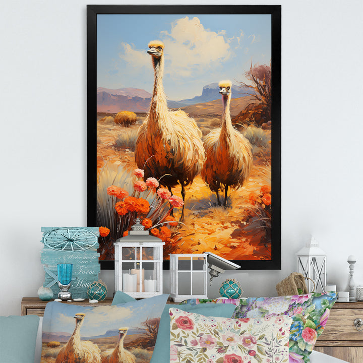 Desert Nomads Ostriches - Ostriches Bedroom Wall Art