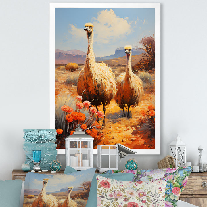 Desert Nomads Ostriches - Ostriches Bedroom Wall Art