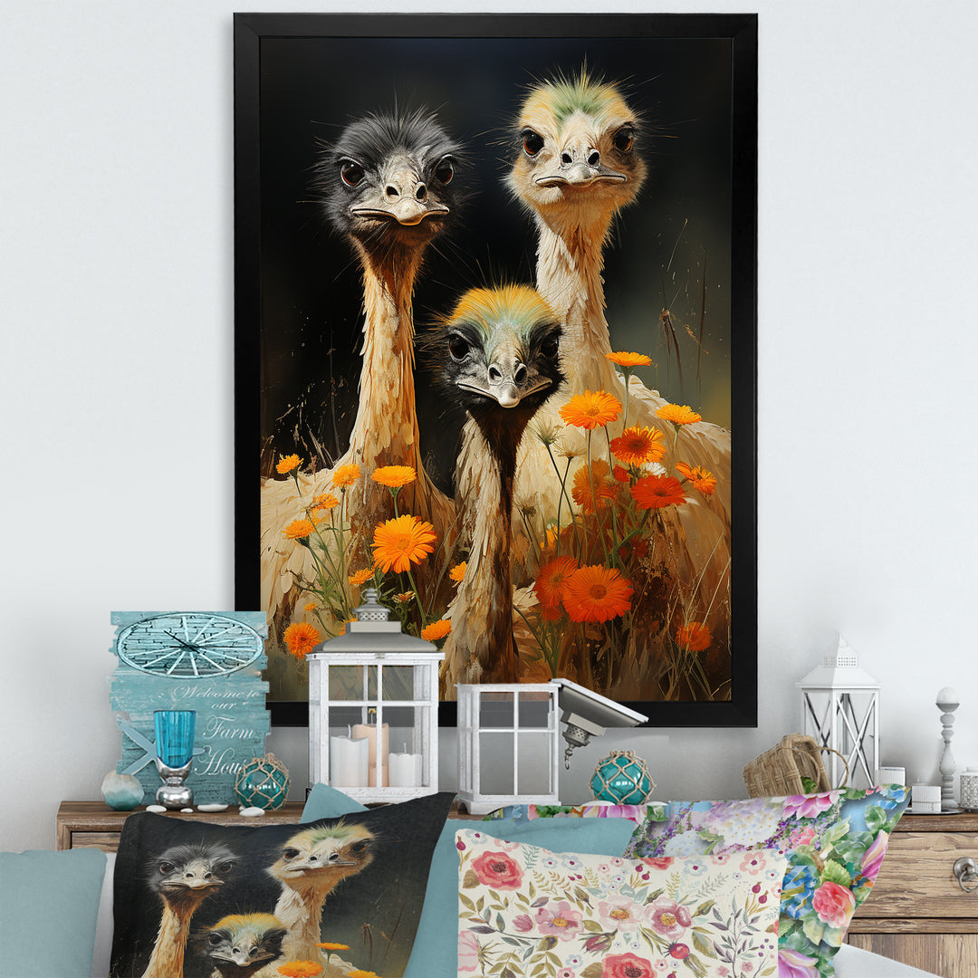 Ostriches Family Graceful Grazers - Ostriches Wall Decor