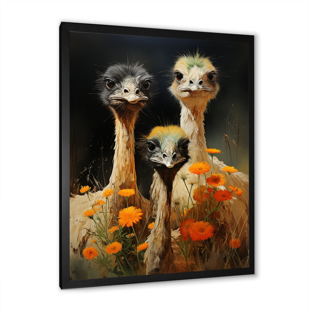 Ostriches Family Graceful Grazers - Ostriches Wall Decor
