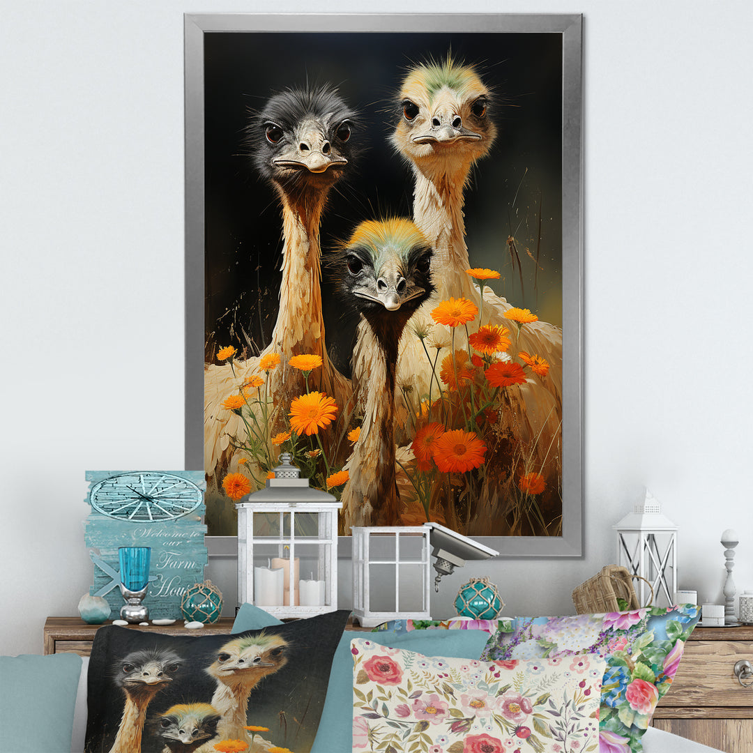 Ostriches Family Graceful Grazers - Ostriches Wall Decor