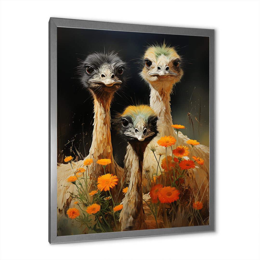Ostriches Family Graceful Grazers - Ostriches Wall Decor