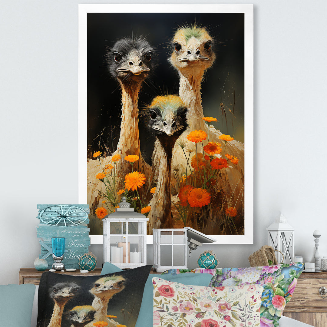 Ostriches Family Graceful Grazers - Ostriches Wall Decor