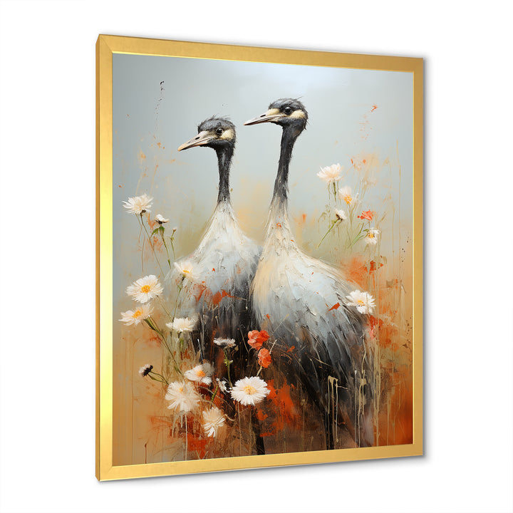 Ostriches Couple Graceful Shadows - Ostriches Wall Decor