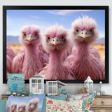 Pink Ostriches Mirage Portrait - Ostriches Wall Art Prints