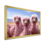 Pink Ostriches Mirage Portrait - Ostriches Wall Art Prints
