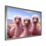 Pink Ostriches Mirage Portrait - Ostriches Wall Art Prints
