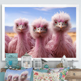 Pink Ostriches Mirage Portrait - Ostriches Wall Art Prints