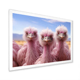 Pink Ostriches Mirage Portrait - Ostriches Wall Art Prints