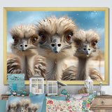 Monochrome Ostrich Mirage - Beige Ostriches Wall Art