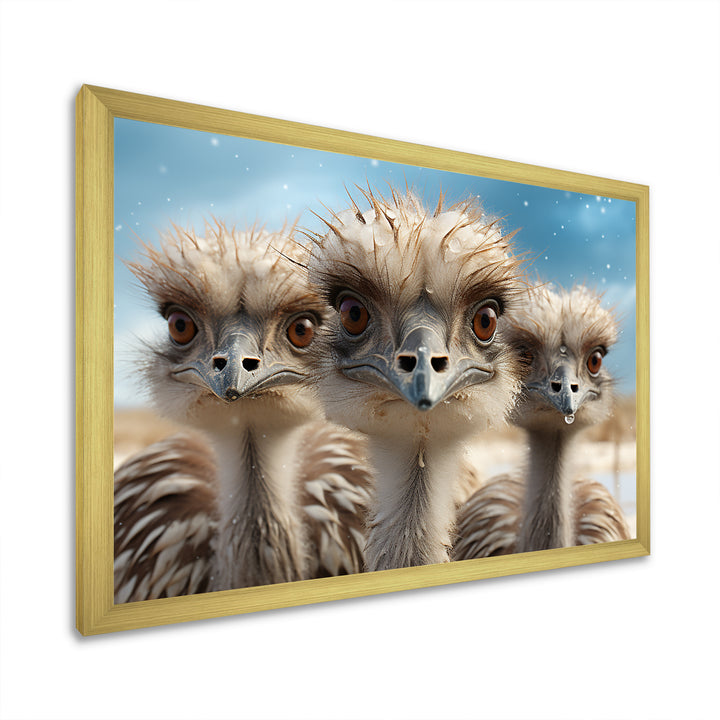 Monochrome Ostrich Mirage - Beige Ostriches Wall Art