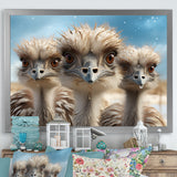 Monochrome Ostrich Mirage - Beige Ostriches Wall Art