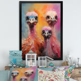 Ostrich Whimsy Portraits - Multi-Color Ostriches Wall Art