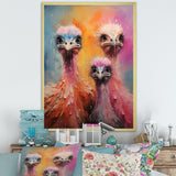 Ostrich Whimsy Portraits - Multi-Color Ostriches Wall Art